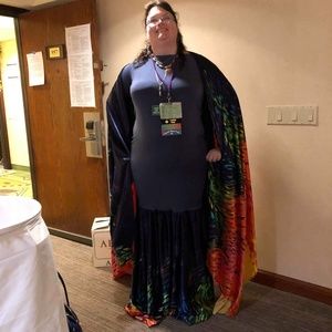 Beautiful Rainbow Gown With Cape!